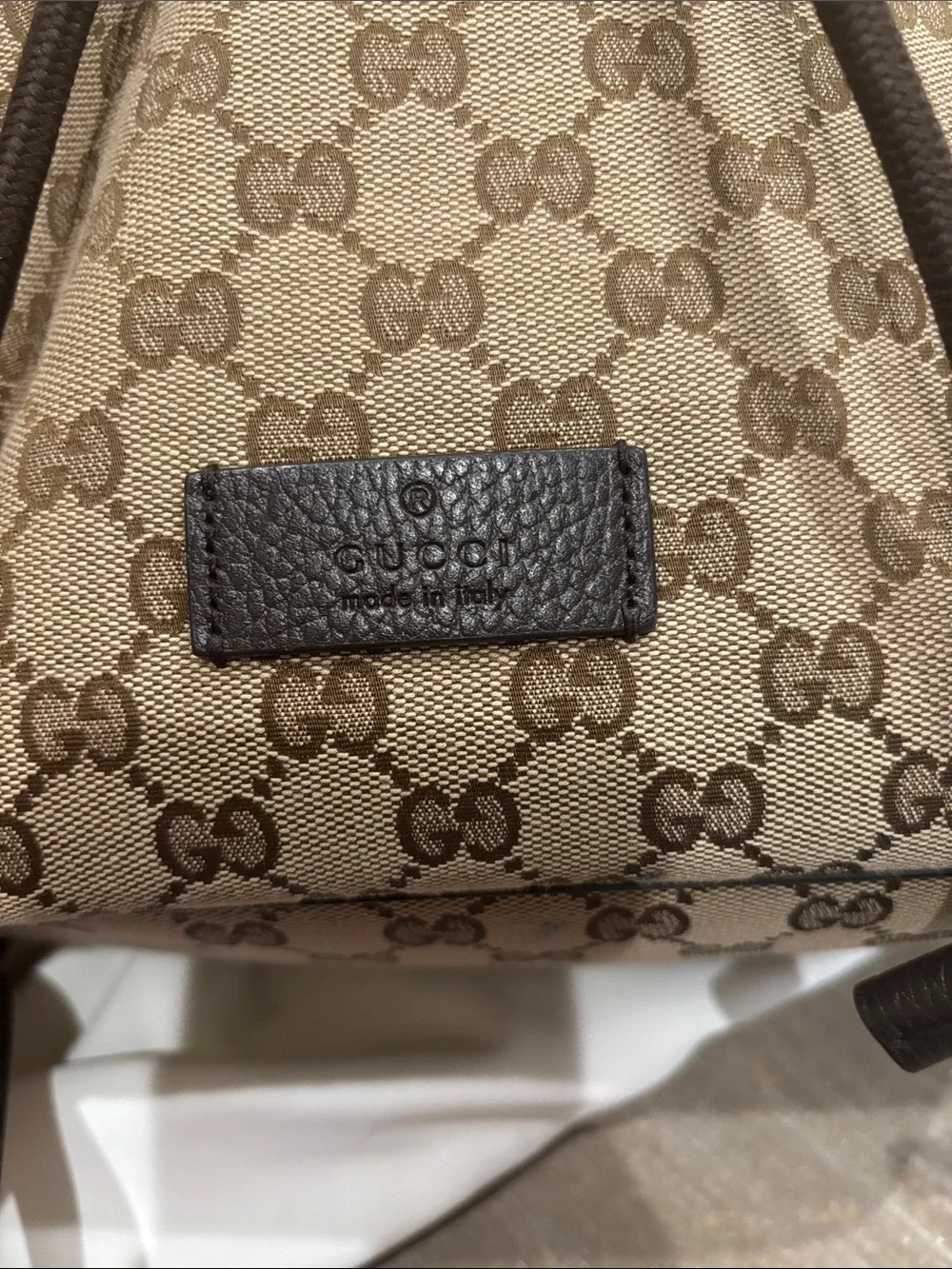 Gucci Beige/Brown GG Canvas Drawstring Duffel